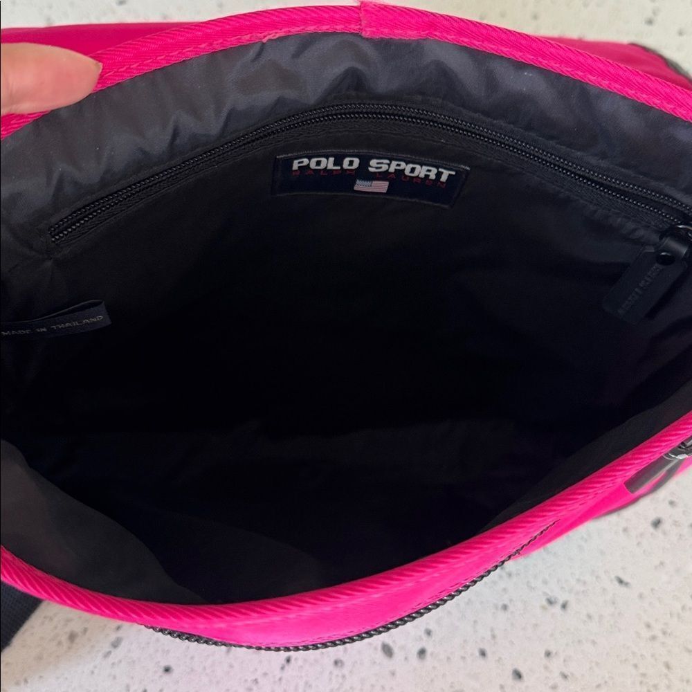 Polo Sport by Ralph Lauren Vintage 90’s Pink Black Messenger Bag Crossbody Retro - Picture 6 of 16